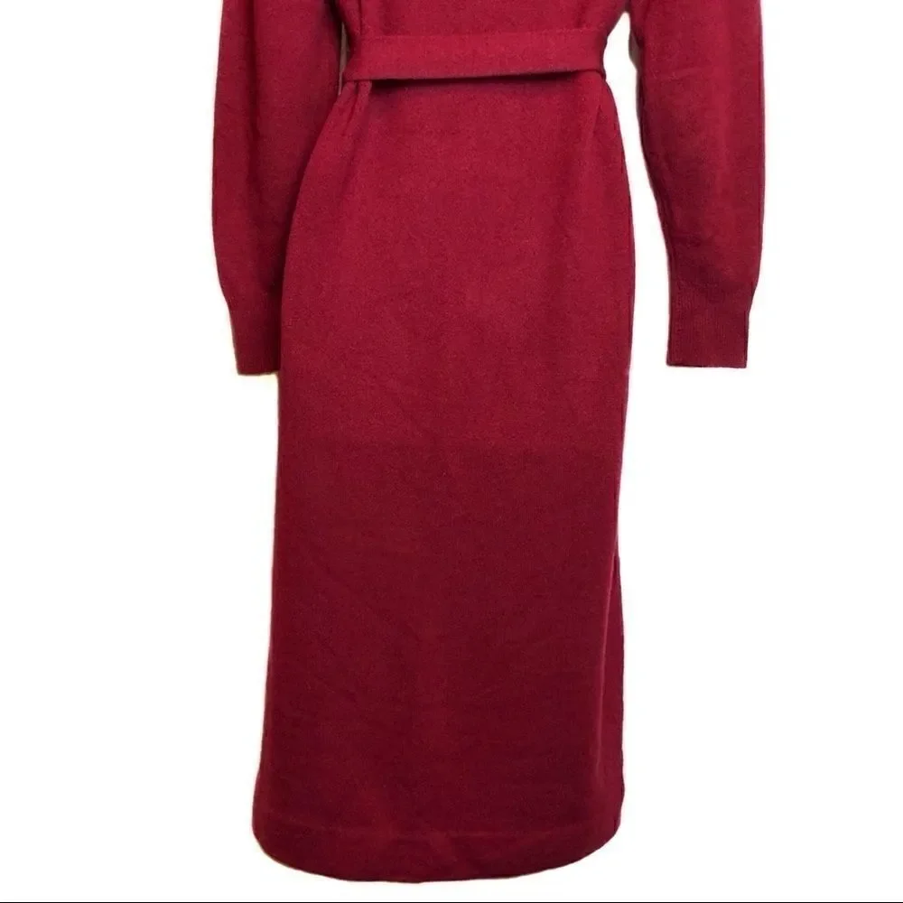 VINTAGE  100% Cashmere Dress Orvis by Jacques deLoux in Cranberry Women’s Small - Picture 8 of 10